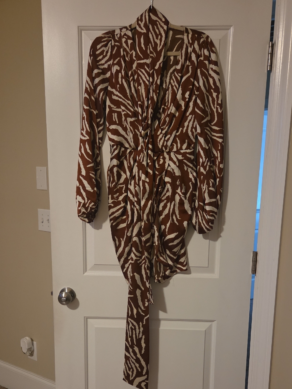 Fashion Nova Brown & Cream Printed Jumpsuit